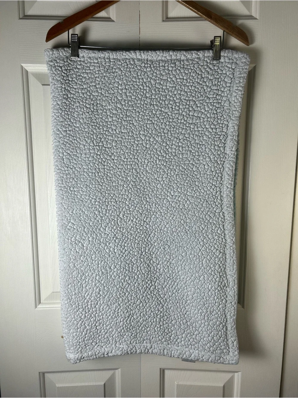 Sweet Dolphin Light Blue Baby Blanket Minky Dot White Sherpa Lovey